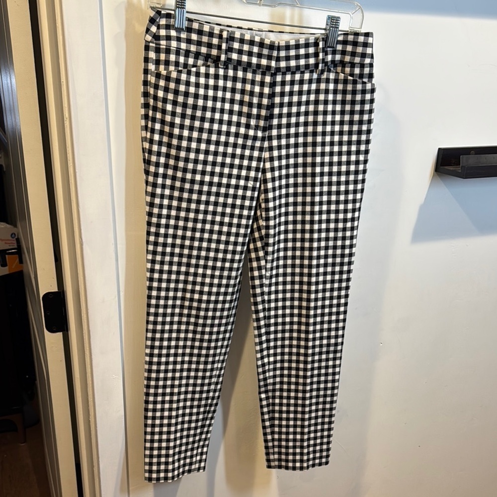 Talbots Hampshire Black and White Ankle-Length Checkered Pants